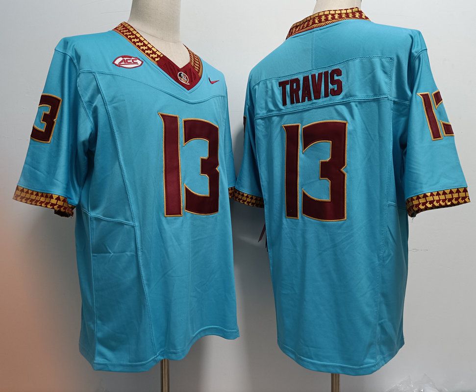 Men Florida State Seminoles FSU #13 Travis Blue Nike 2025 NCAA Jersey